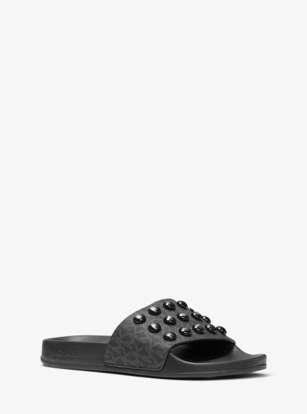Damske Slapky Michael Kors Gilmore Studded Logo Čierne - Topanky Michael Kors Outlet | PBFYM-5608